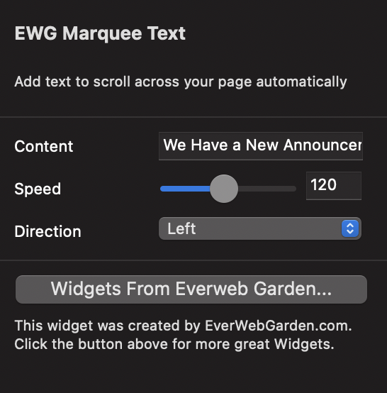 Marquee Text Widget for EverWeb